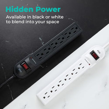 KMC 6-Outlet Surge Protector Power Strip 900 Joules, Set Of 2