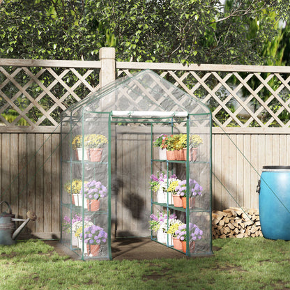 Outsunny 3-Tier 8 Shelf Outdoor Walk-In Garden Greenhouse, Clear