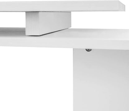 L-Shaped Computer Desk Modern Rotating Corner Workstation, White