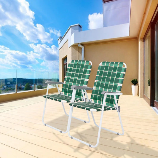 Folding Web Lawn Chair Portable Beach Camping Chair-2 Pack
