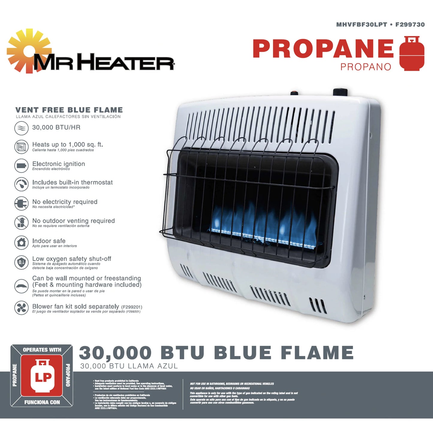 Mr. Heater Vent Free Blue Flame 30000 BTU Liquid Propane Heater