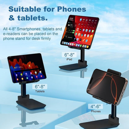 Foldable Stand Phone Tablet Adjustable Height Angle Stand, Black