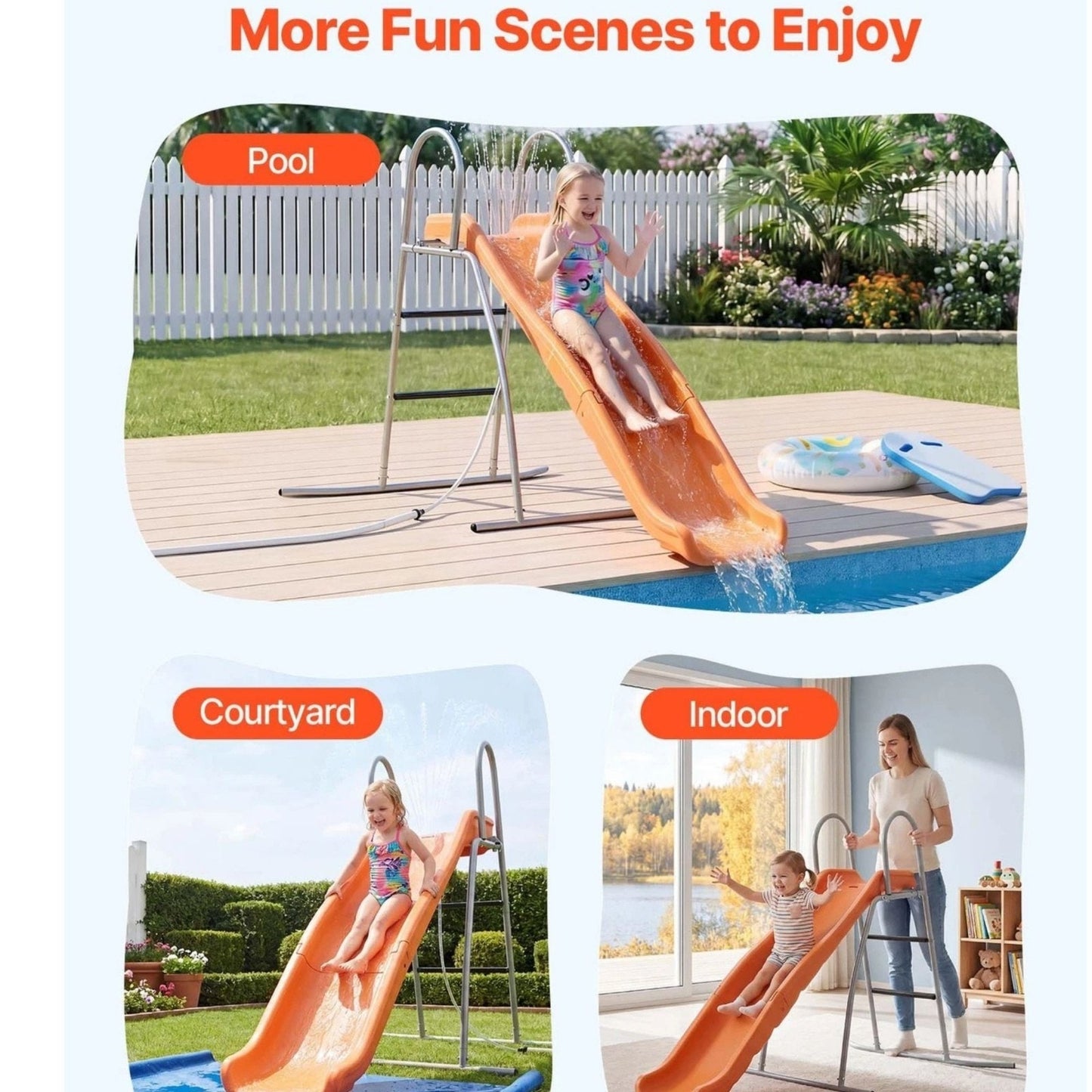 Freestanding Pool Slide W/Sprinkler & Ground Tarp Water Slide