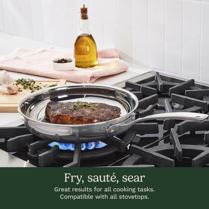 Classic Stainless Steel Skillet Tri-Ply Induction Frying Pan, 10"