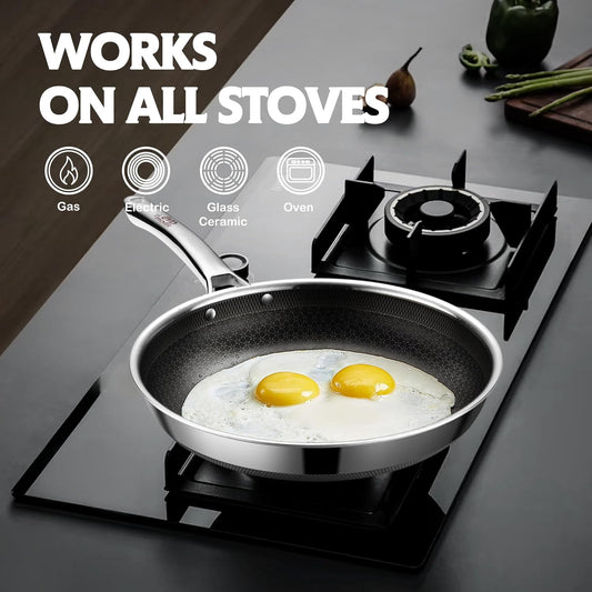 Hybrid Frying Pan Non Stick Stainless Steel Skillet, 10"