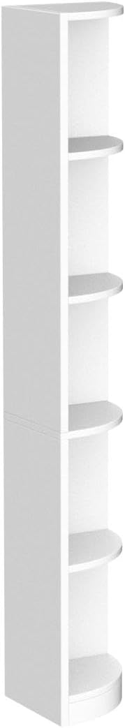 Modern Bookshelf 5-Tier Corner Shelf Open Storage Rack, White