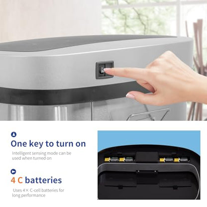 Trash Can 13 Gal W/Lid Automatic Touchless Garbage Odor Control Can