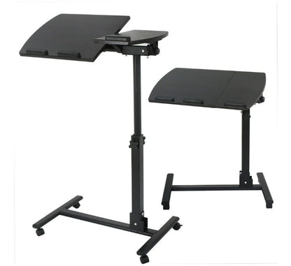 Overbed Desk Bedside Tiltable Tabletop Rolling Table, Black