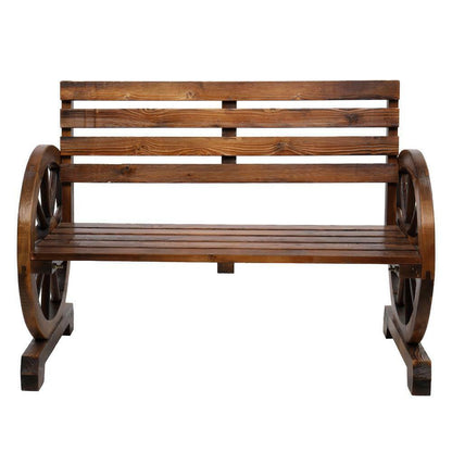 Garden Wagon Bench Wheel Wooden Office Seat Patio Chair Loveseat