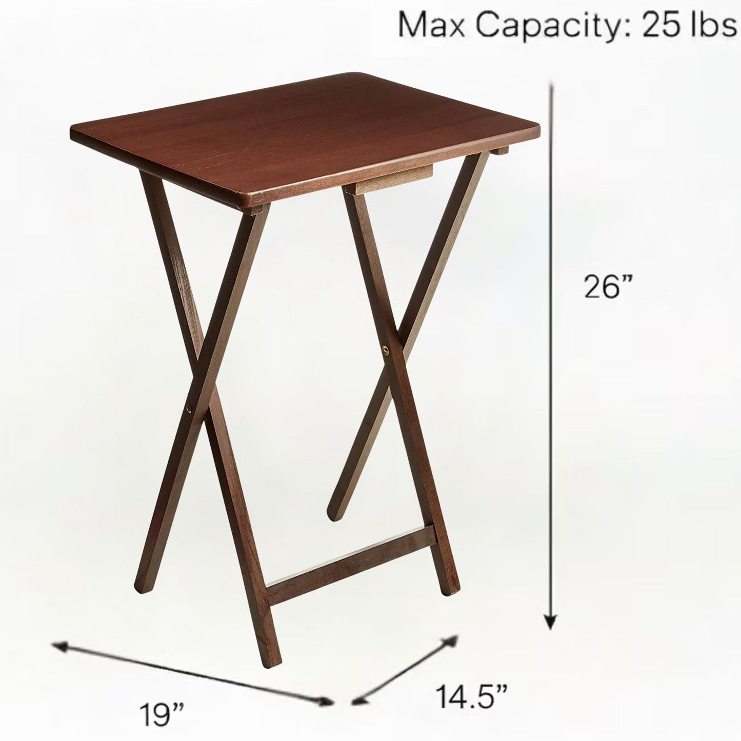 Folding TV Tray Table Lightweight Portable Tray Table- Walnut
