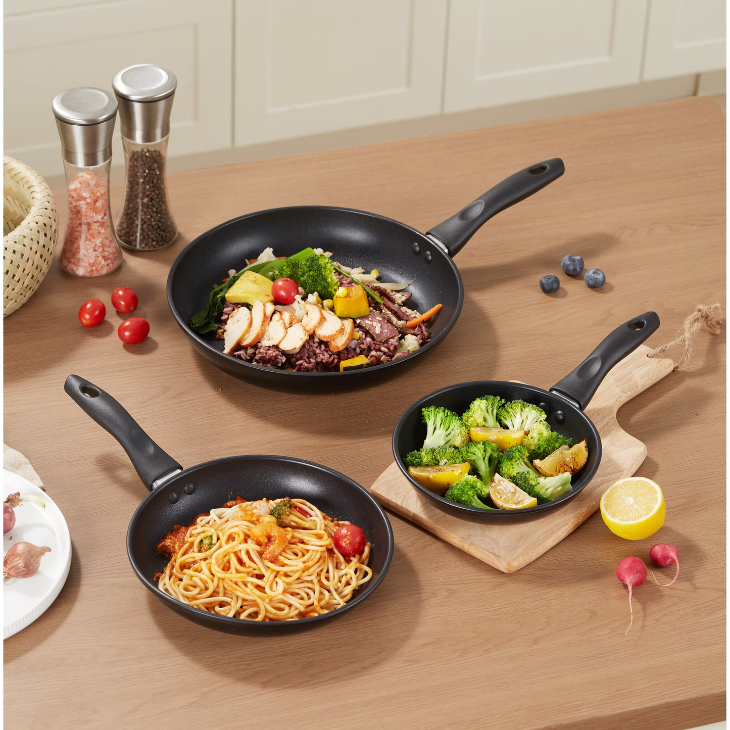Aluminum Triple Non-Stick Skillet Everyday Use Set, 7", 9"&11"