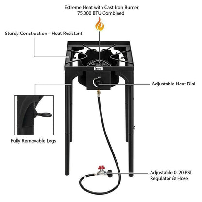 Portable Stove Camping Outdoor Propane Cooking Gas Single Burner