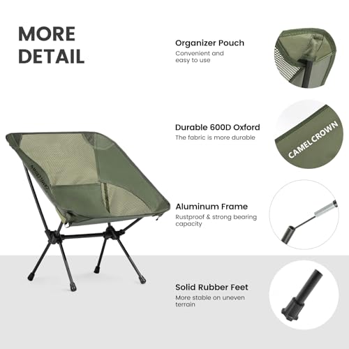 Portable Folding Chair Camping Backrest Lounge Chair -Green