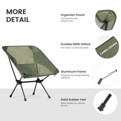 Portable Folding Chair Camping Backrest Lounge Chair -Green