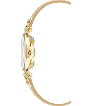 Women Watch Round Case Analog Dial Leather Strap Watch, Gold