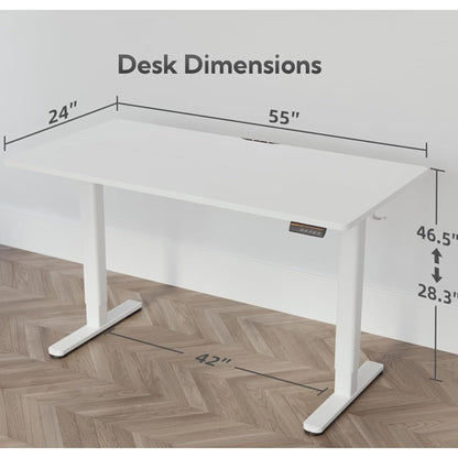 Electric Standing Desk Adjustable Height Sit Office Desk, White