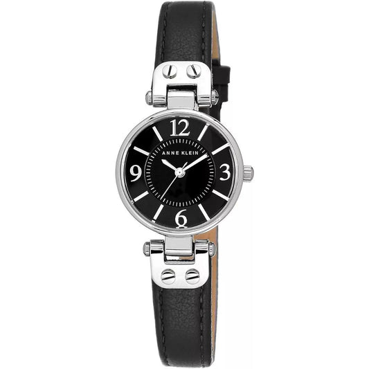 Women Watch Round Case Analog Dial Leather Strap Watch- Silver