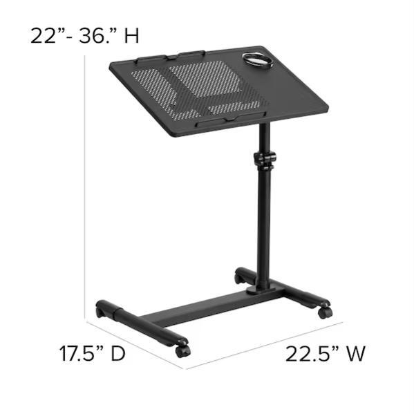 Height-Adjustable Desk Standing Steel Mobile Computer Desk, Black