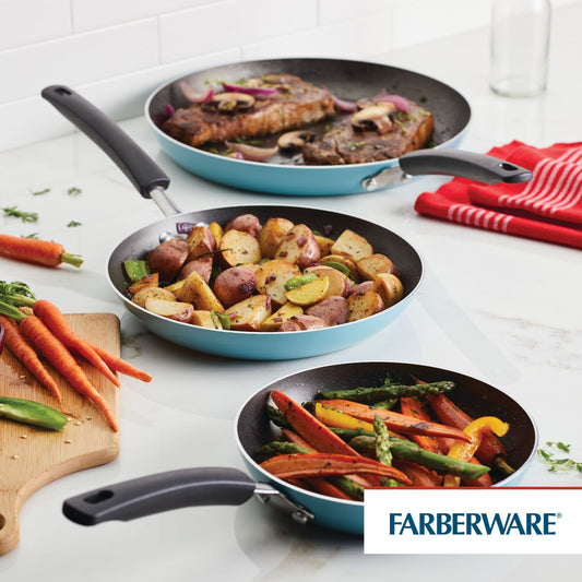Fry Pan Set Aluminum Non-Stick 3-Piece Pan Skillet Set, Blue
