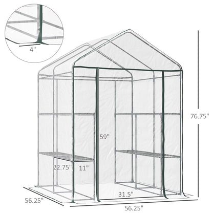 Outsunny 3-Tier 8 Shelf Outdoor Walk-In Garden Greenhouse, Clear