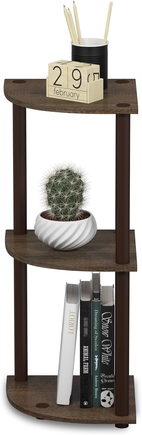 Corner Display Rack 3-Tier Decor Multipurpose Shelving Unit-Brown