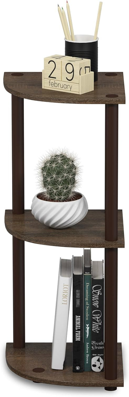 Corner Display Rack 3-Tier Decor Multipurpose Shelving Unit-Brown