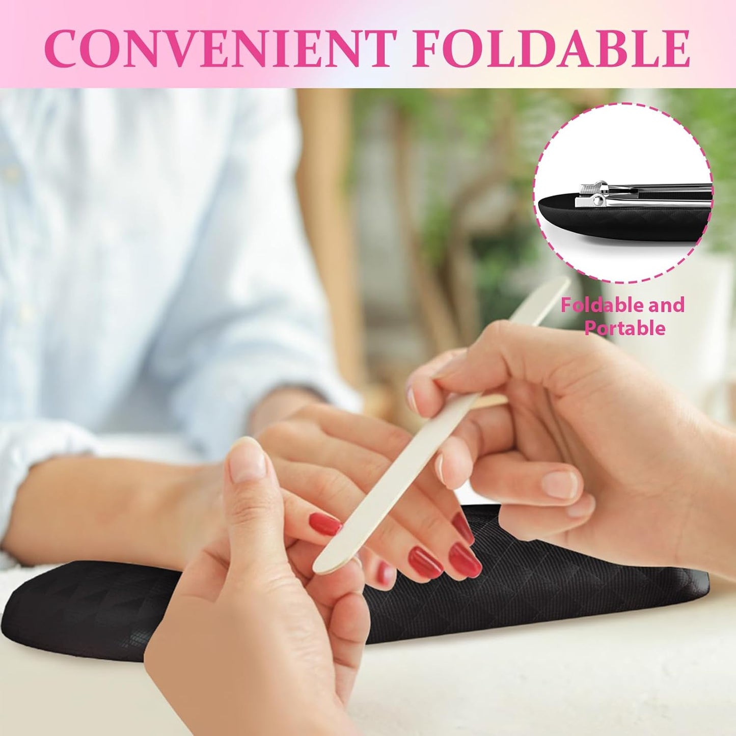 Nail Arm Rest Leather Manicure Hand Pillow Rest Table, Black