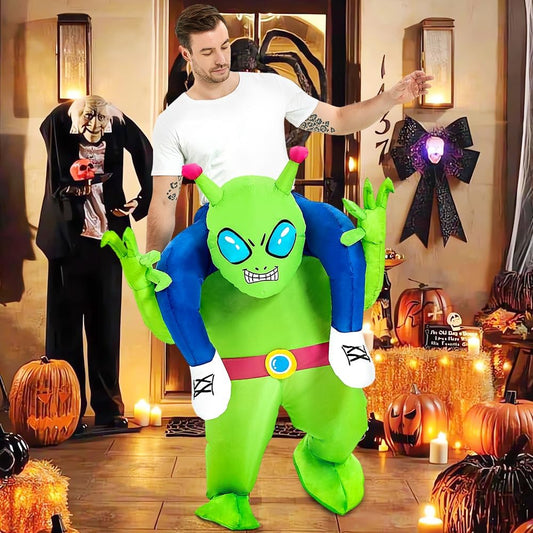 Inflatable Alien Costume Halloween Green Suit Ride On Blow Up