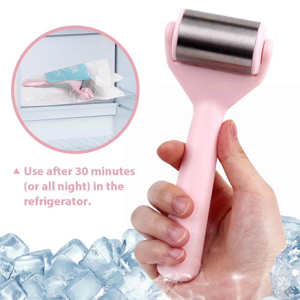 Massager Ice Roller Face Skin Care Cold Roller Body Massager-Pink