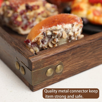 Wood Serving Tray W/Handles Rustic Wooden Platters Bed Tray