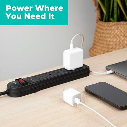 KMC 6-Outlet Surge Protector Power Strip 900 Joules, Set Of 2