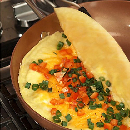 Copper Chef Round Fry Pan W/Glass Lid Non-Stick Coating Pan, 10"