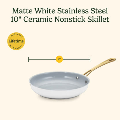 Chef’s Classic 10” Pan Stainless Steel Nonstick Ceramic Pan-White