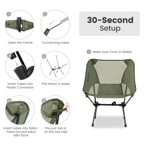 Portable Folding Chair Camping Backrest Lounge Chair -Green