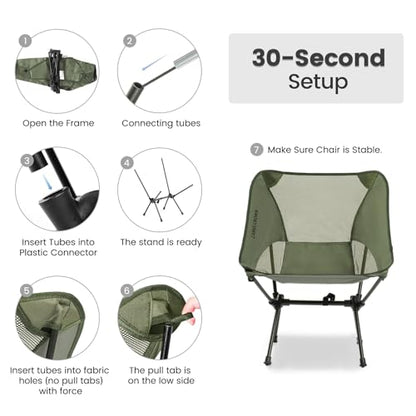 Portable Folding Chair Camping Backrest Lounge Chair -Green