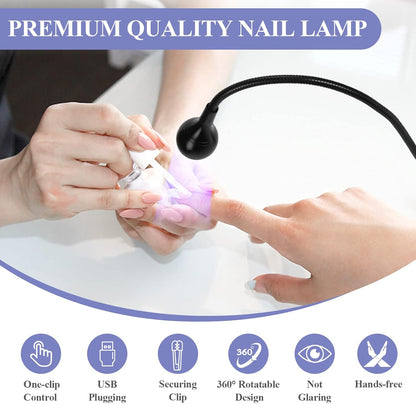 UV LED Nail Dryer Lamp W/ Securing Clip Curing Gel Polish, Black