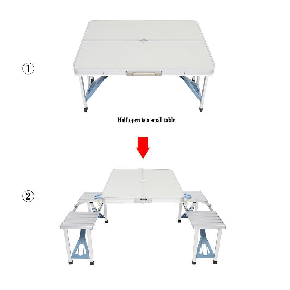 Camping Picnic Table Aluminum Folding 4 Seat Portable Bench Set