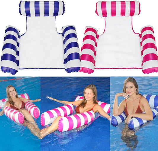 Floating Lounger Chair Inflatable Float Hammock Pool Chair, 2-Pk