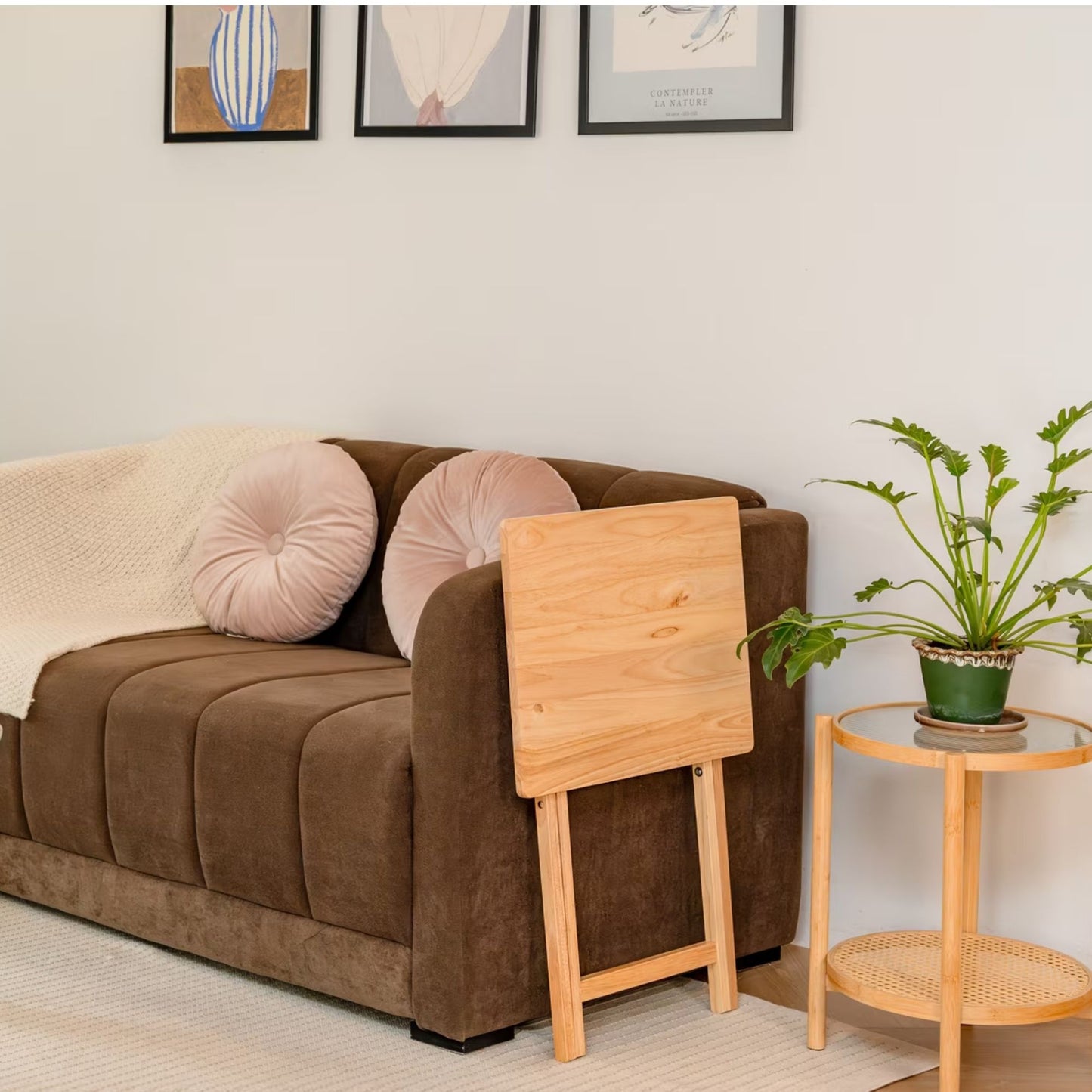 Folding TV Tray Table Lightweight Portable Tray Table- Natural