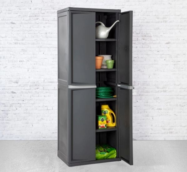 Freestanding 4-Shelf Storage Cabinet Adjustable 4-Shelves, Gray