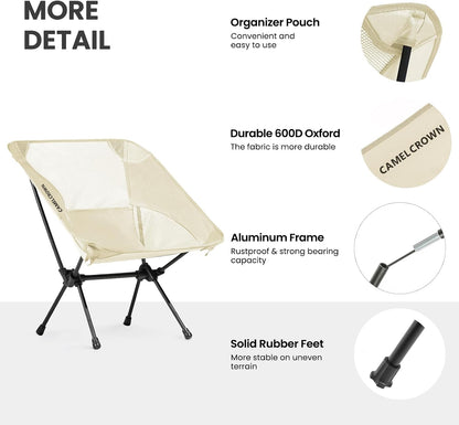Portable Folding Chair Camping Backrest Lounge Beach Chair, White