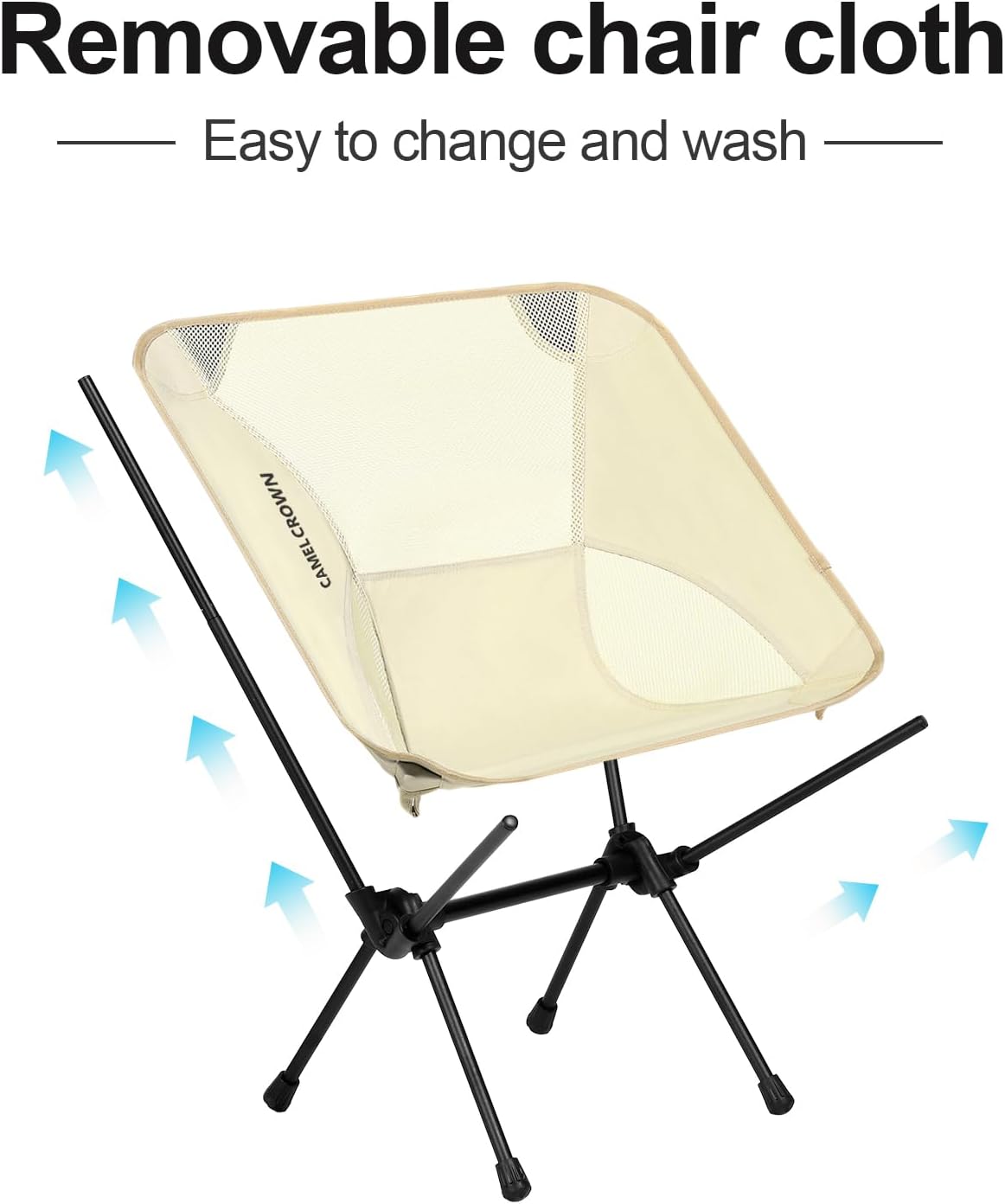 Portable Folding Chair Camping Backrest Lounge Beach Chair, White