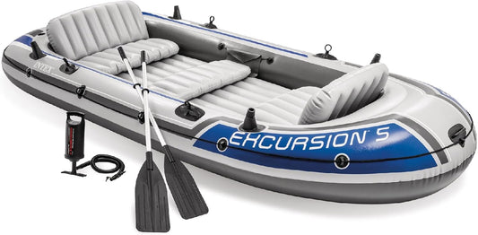 Inflatable 5 Person Raft Set Water Fishing River Boat with Oars