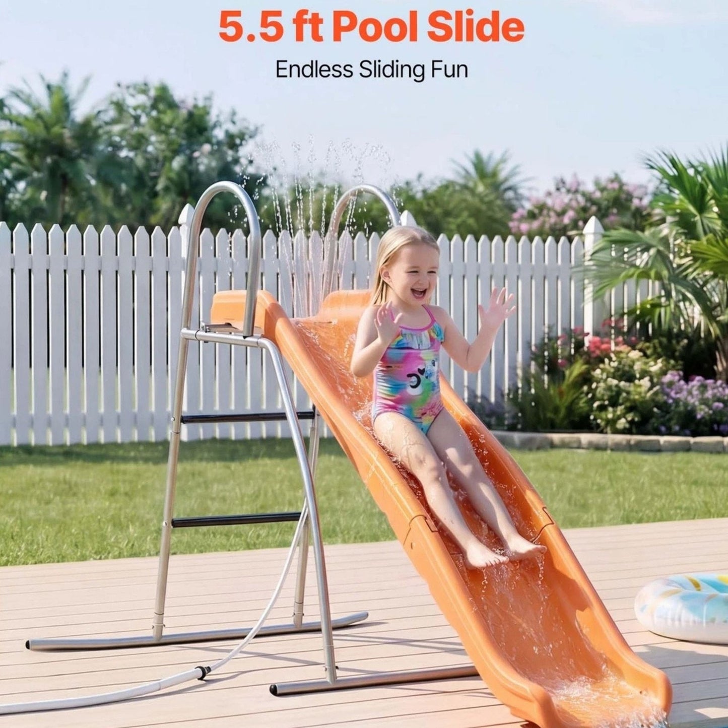 Freestanding Pool Slide W/Sprinkler & Ground Tarp Water Slide