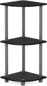 Corner Display Rack 3-Tier Multipurpose Shelving Unit-Black/Gray