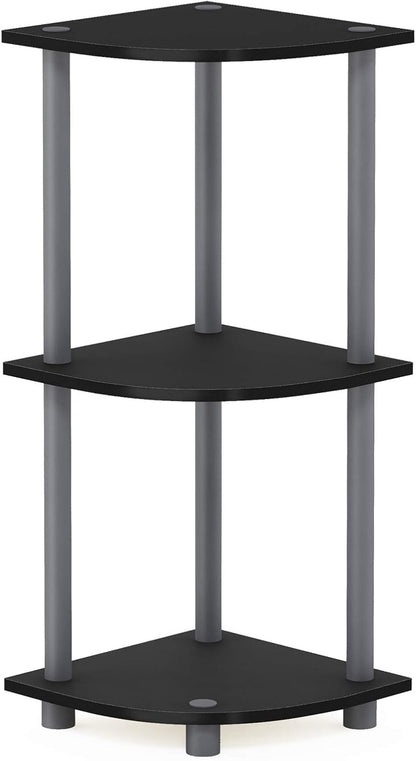 Corner Display Rack 3-Tier Multipurpose Shelving Unit-Black/Gray