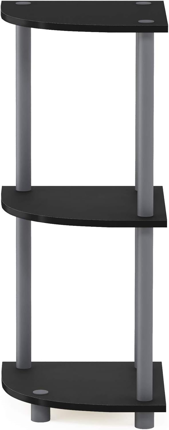 Corner Display Rack 3-Tier Multipurpose Shelving Unit-Black/Gray