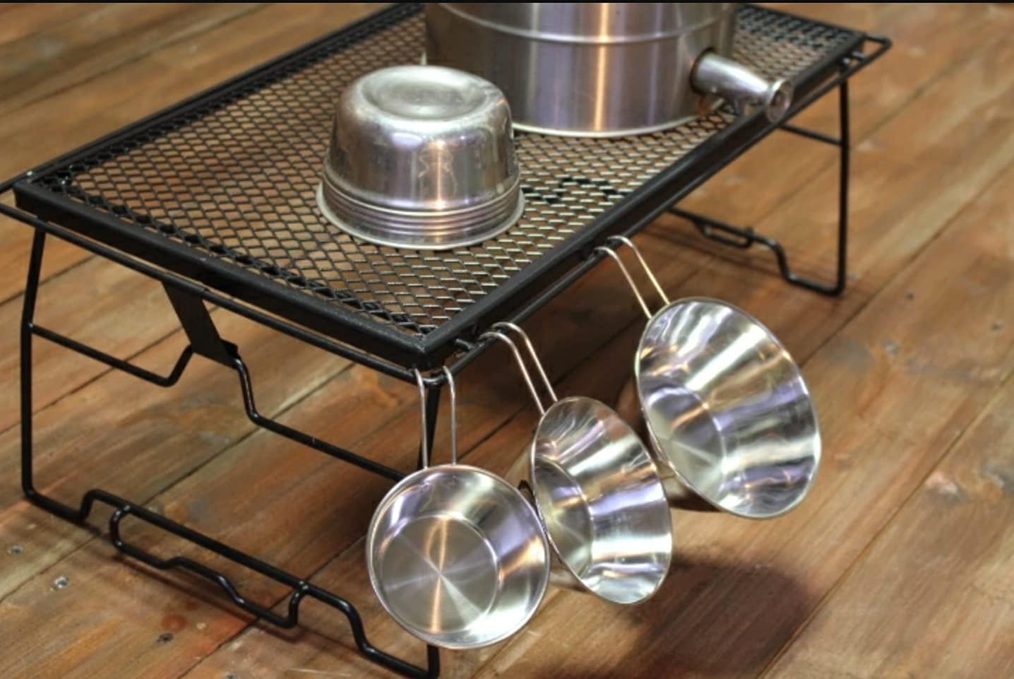 Campfire Grill Storage Rack Steel Foldable Stackable Grill, 1pcs
