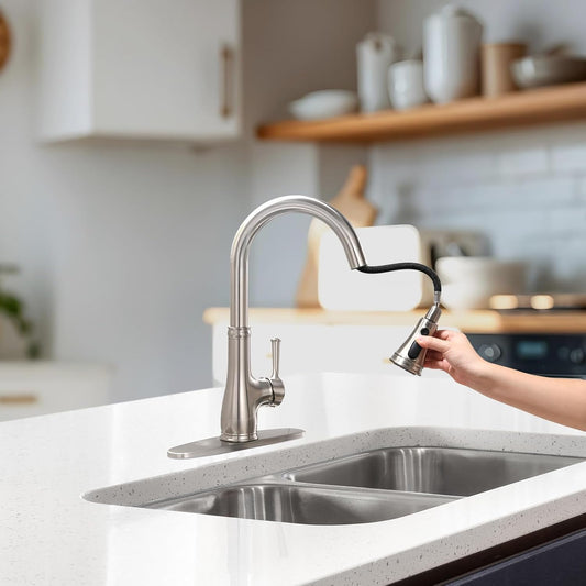 Kitchen Sink Faucet Single Handle W/Pull Out Sprayer Faucet