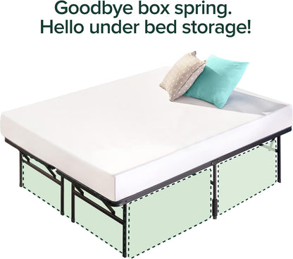 Metal Platform Bed SmartBase 14"H Underbed Steel Frame, Queen